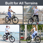 Aairsk SU7 Step-Thru 24" Electric City Bike for Adults, 430W(Peak) Motor, 36V 13Ah Battery, Shimano 7-Speed, LCD Display with Card Access, Rear Rack, Corlor Khaki