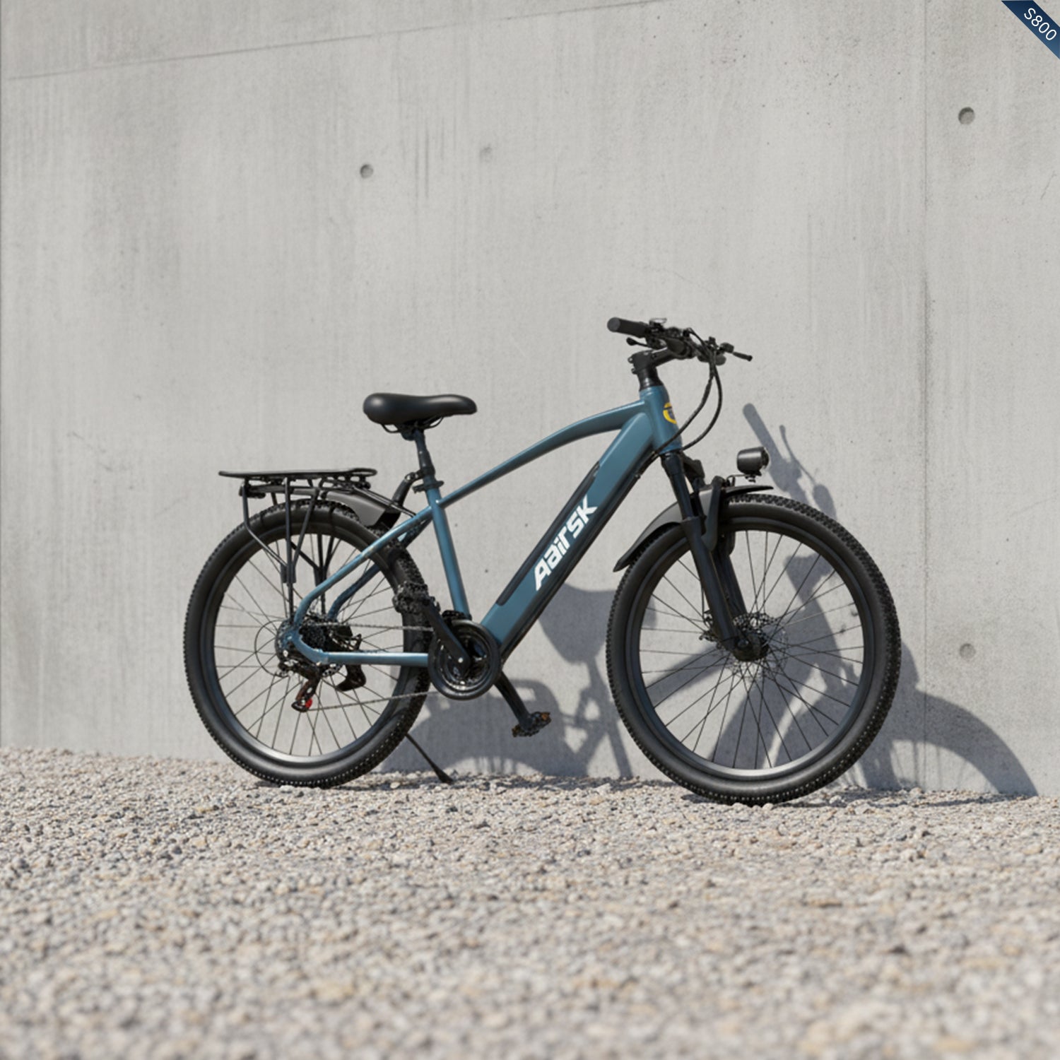 Aairsk S800 26" Electric Bike, 430W(Peak) Motor, 36V 13Ah Removable Battery, Shimano 7-Speed, LCD Display with Card Access, Rear Rack, Color Blue