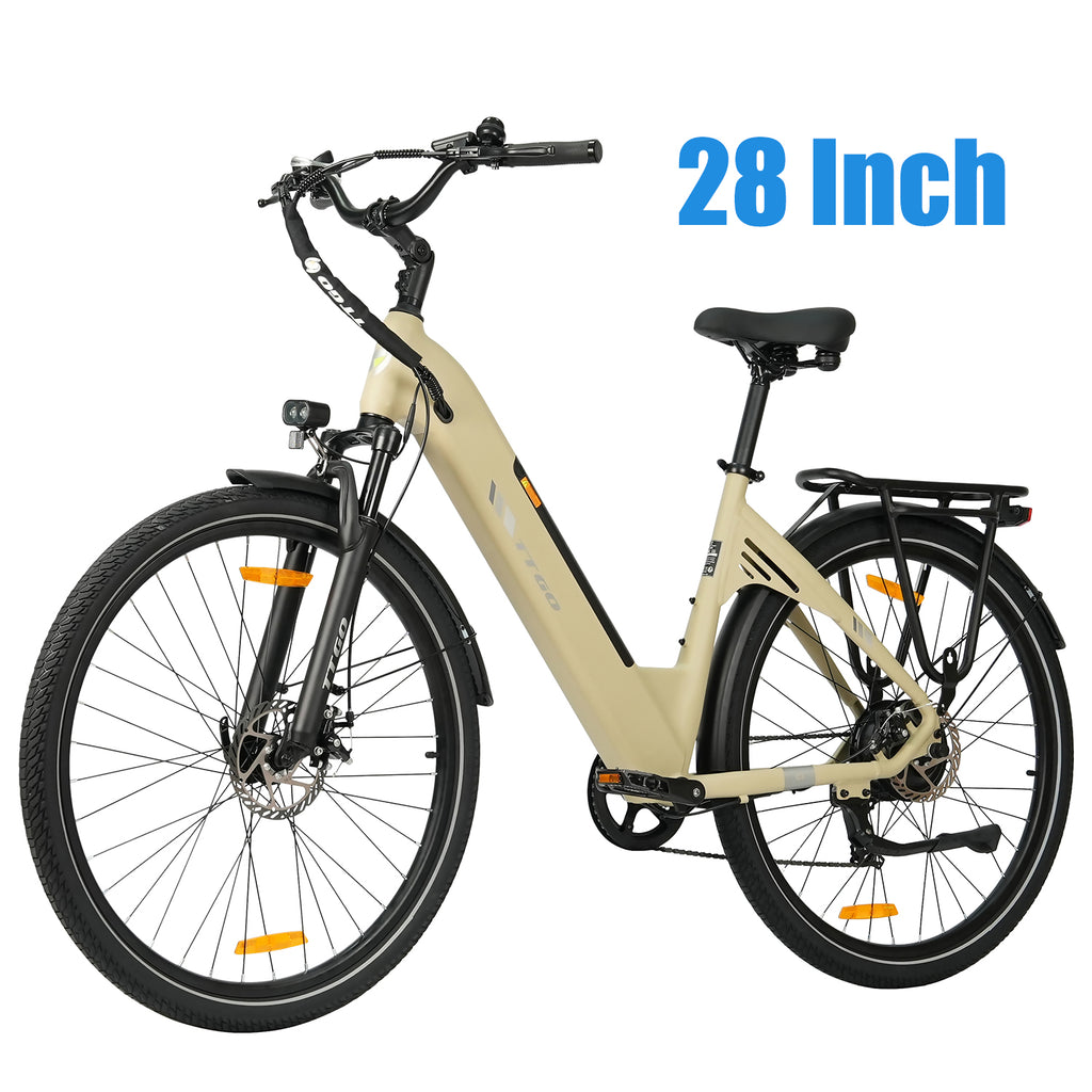 TTGO C3SE 28" Step-Thru Electric Bike, 430W(Peak) 250W (Rated) Motor, Speed Sensor, 36V 18Ah Removable Battery, Shimano 7-Speed