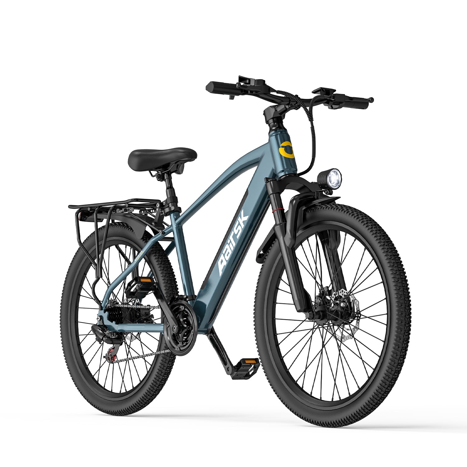 Aairsk S800 26" Electric Bike, 430W(Peak) Motor, 36V 13Ah Removable Battery, Shimano 7-Speed, LCD Display with Card Access, Rear Rack, Corlor Blue Access, Rear Rack, Corlor Blue