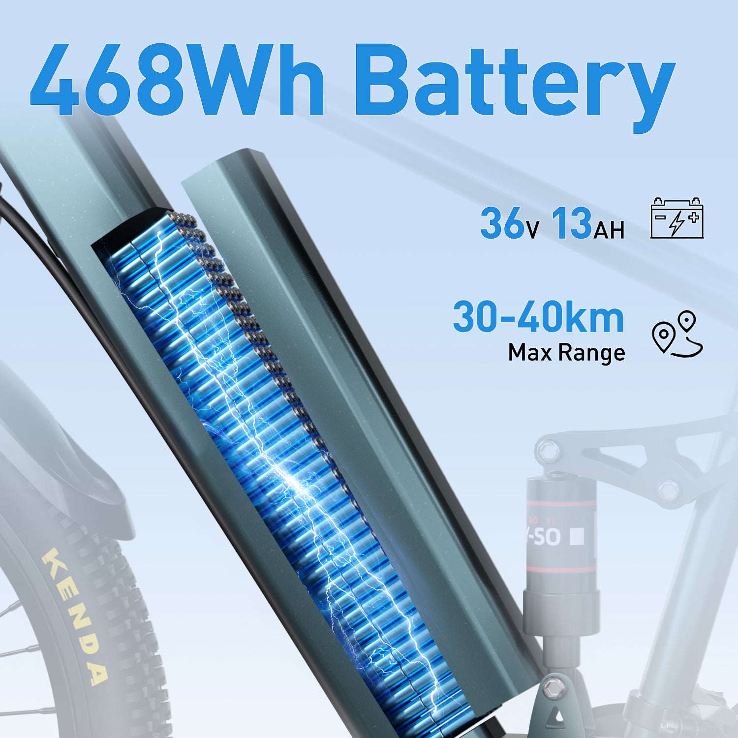 Aairsk GT900 26 inch Electric Bike, 430W(Peak) Motor, 36V 13AH Battery, Dual Suspension, Ideal for City and Trail Rides