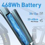 Aairsk GT900 24 inch Electric Bike, 430W(Peak) Motor, 36V 13AH Battery, Dual Suspension, Ideal for City and Trail Rides, Black