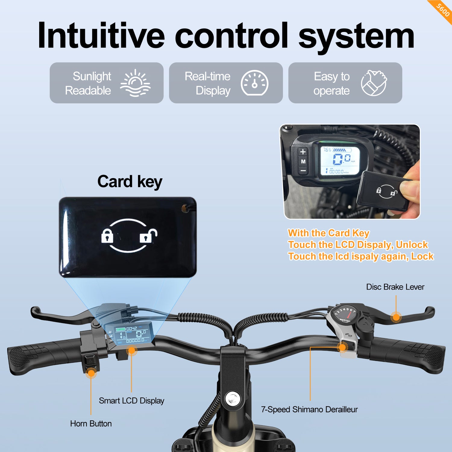 Aairsk S600 Step-Thru 26" Electric City Bike for Adults, 430W(Peak) Motor, 36V 13Ah Battery, Shimano 7-Speed, LCD Display with Card Access, Rear Rack and seat, Corlor Khaki