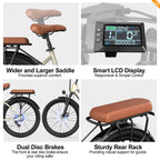 Aairsk S600 Step-Thru 26" Electric City Bike for Adults, 430W(Peak) Motor, 36V 13Ah Battery, Shimano 7-Speed, LCD Display with Card Access, Rear Rack and seat, Color Khaki