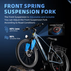Aairsk S800 26" Electric Bike, 430W(Peak) Motor, 36V 13Ah Removable Battery, Shimano 7-Speed, LCD Display with Card Access, Rear Rack, Color Blue