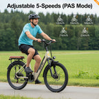 Aairsk S600 Step-Thru 26" Electric City Bike for Adults, 430W(Peak) Motor, 36V 13Ah Battery, Shimano 7-Speed, LCD Display with Card Access, Rear Rack and seat, Color Khaki