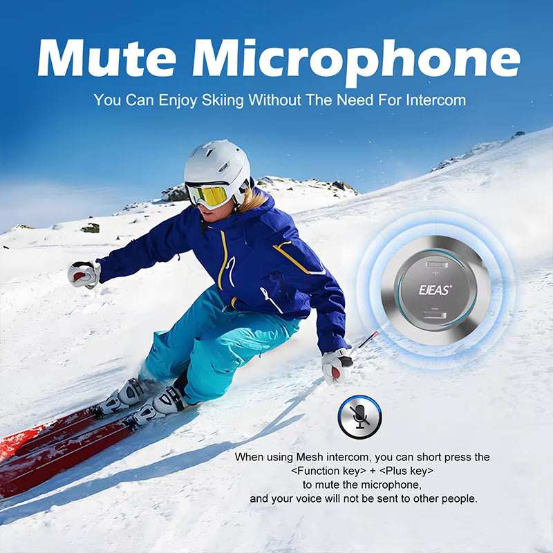 EJEAS S2 Waterproof Ski IntercomHeadset Wireless Mesh Group Walkie Talkie Microphone Backcountry Skiing