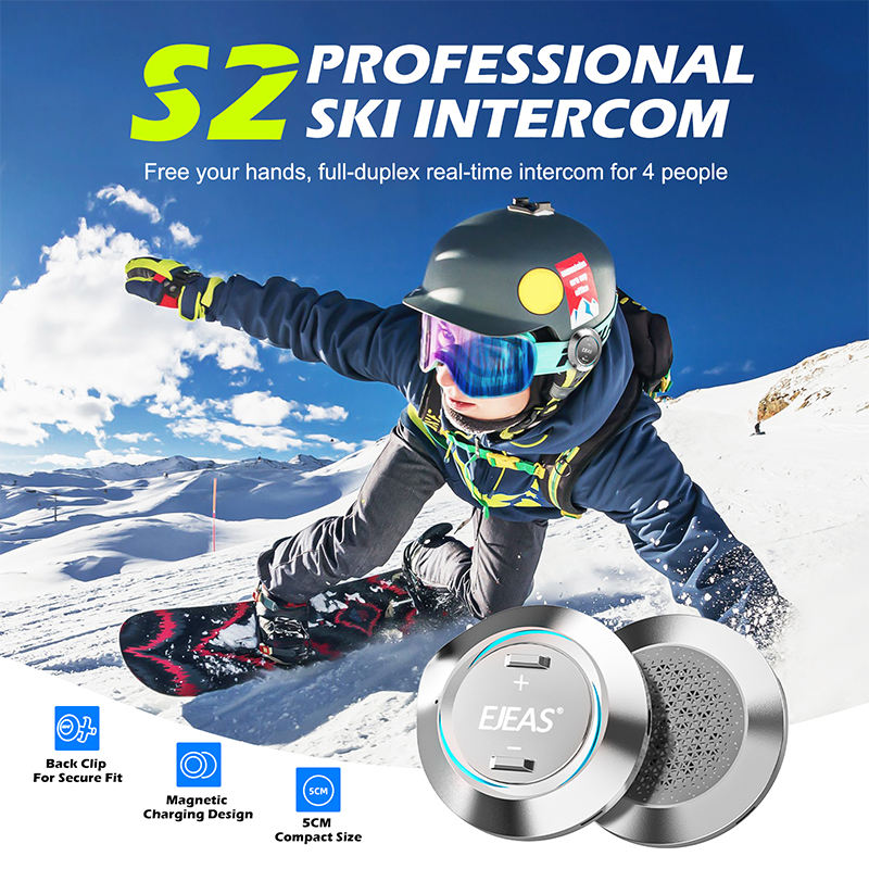 EJEAS S2 Waterproof Ski IntercomHeadset Wireless Mesh Group Walkie Talkie Microphone Backcountry Skiing