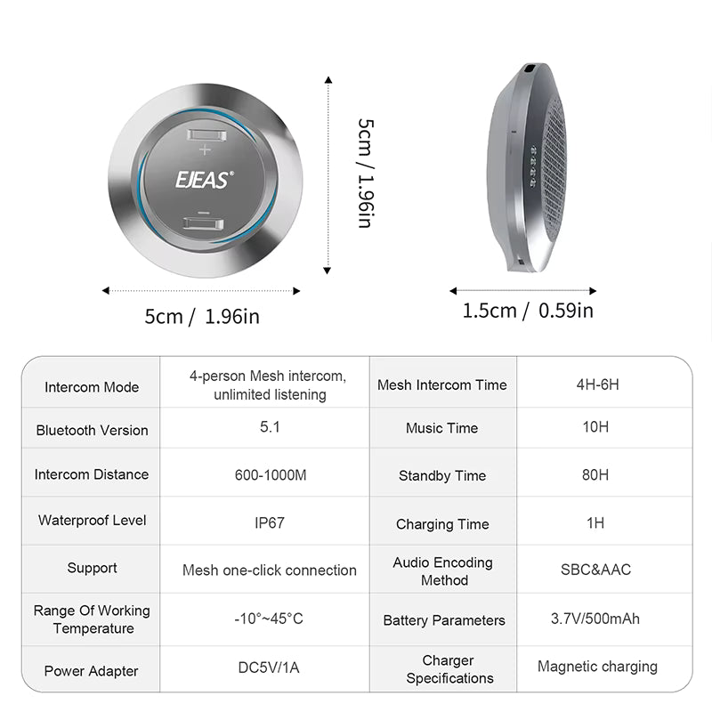 EJEAS S2 Waterproof Ski IntercomHeadset Wireless Mesh Group Walkie Talkie Microphone Backcountry Skiing