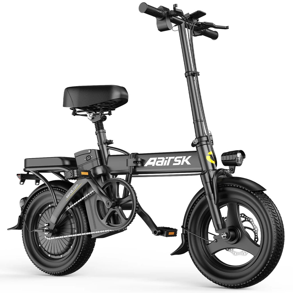 Aairsk F6 PRO 14" Folding Electric Bike for Adults, 500W Motor with 48V 15Ah Battery, Up to 20MPH, Dual Disc Brakes, Shock Absorption, LCD Display, Portable Commuter E-Bike