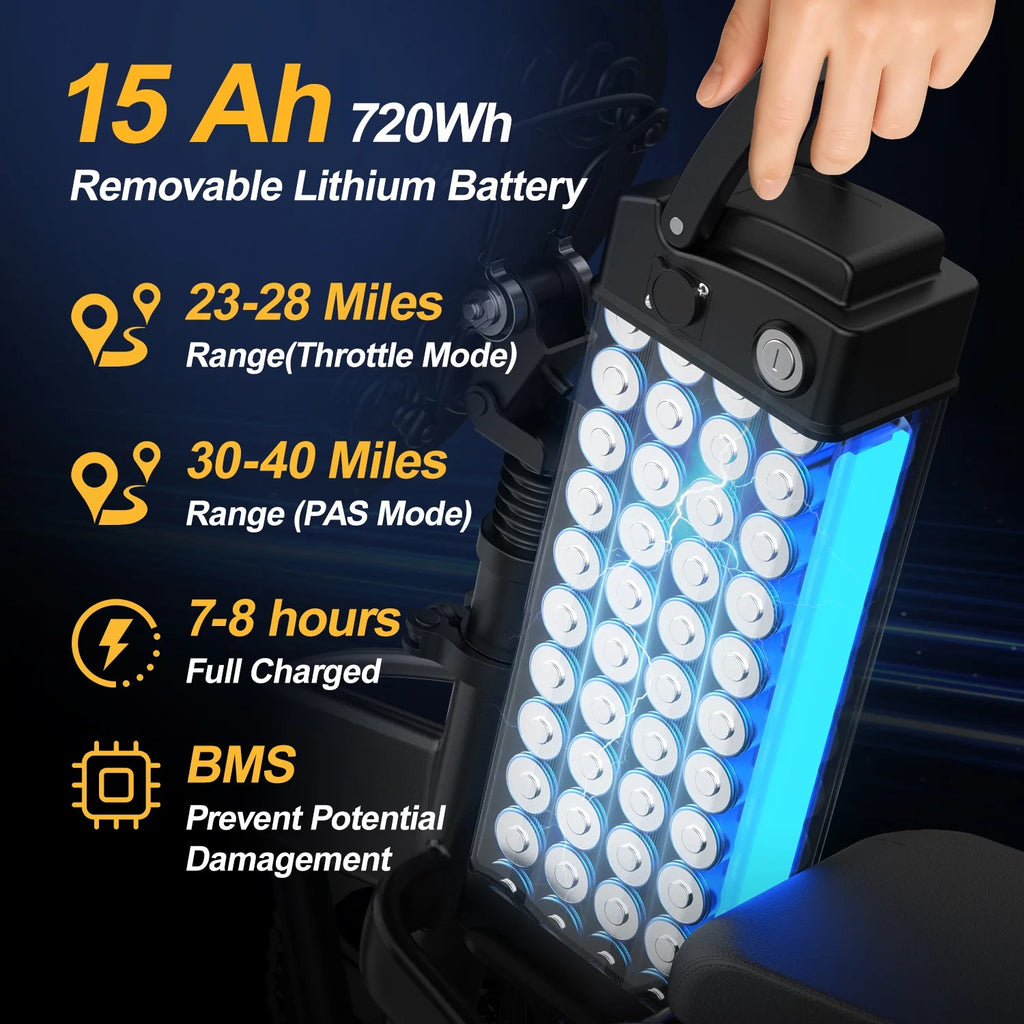 Aairsk F6 PRO 14" Folding Electric Bike for Adults, 500W Motor with 48V 15Ah Battery, Up to 20MPH, Dual Disc Brakes, Shock Absorption, LCD Display, Portable Commuter E-Bike