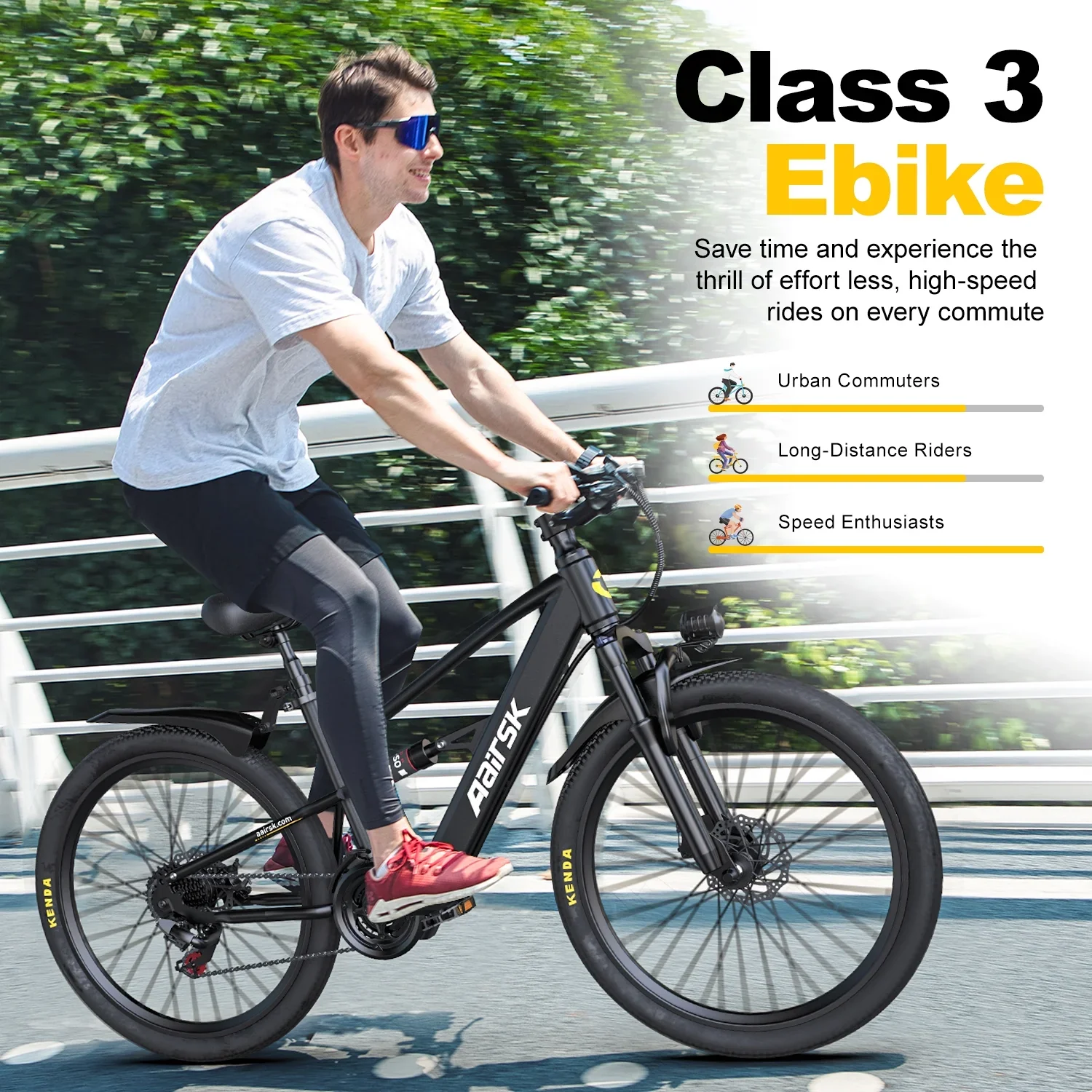 Aairsk F1 Electric Bike, 748W Motor, 36V 13AH Battery, Dual Suspension, 26" Tires – Ideal for City & Trail Rides