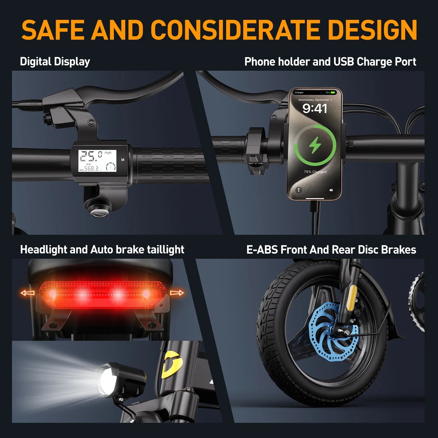 Aairsk RS5 Folding Electric Bike for Adults, 14" E-Bike, 748W Peak Motor, 48V15Ah Battery, 22 MPH, 40 Miles Range, UL 2849 Certified