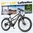 Aairsk F1 Electric Bike, 748W Motor, 36V 13AH Battery, Dual Suspension, 26" Tires – Ideal for City & Trail Rides