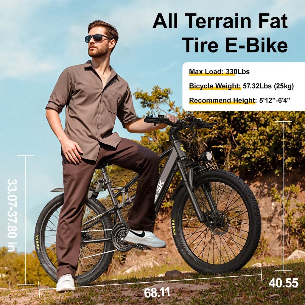 Aairsk F1 Electric Bike, 748W Motor, 36V 13AH Battery, Dual Suspension, 26" Tires – Ideal for City & Trail Rides