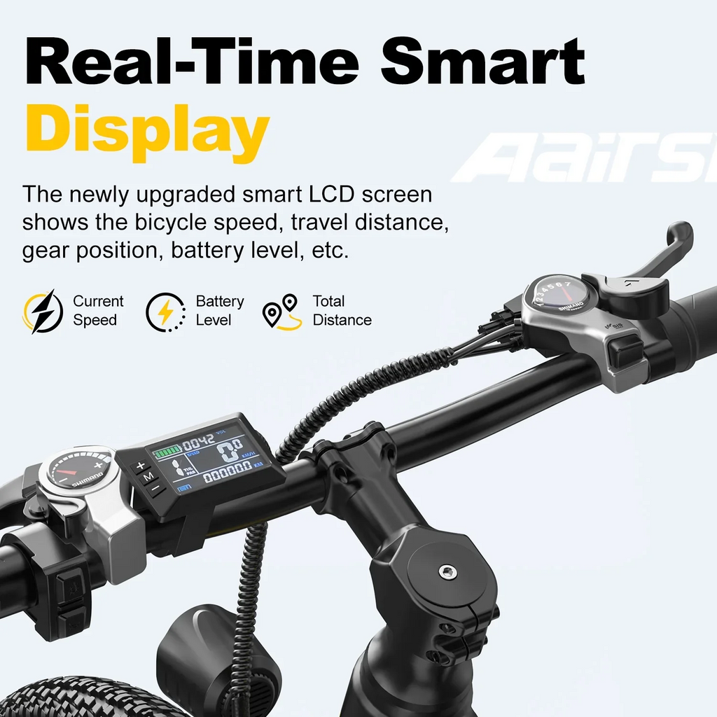 Aairsk F1 Electric Bike, 748W Motor, 36V 13AH Battery, Dual Suspension, 26" Tires – Ideal for City & Trail Rides