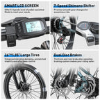 Aairsk GT300 26 inch Electric Bike, 430W(Peak) Motor, 36V 10AH Battery, Front Suspension, 7-Speed Shimano