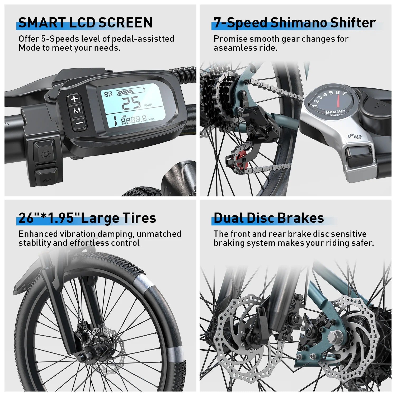 Aairsk GT300 24 inch Electric Bike, 430W(Peak) Motor, 36V 10AH Battery, Front Suspension, 7-Speed Shimano