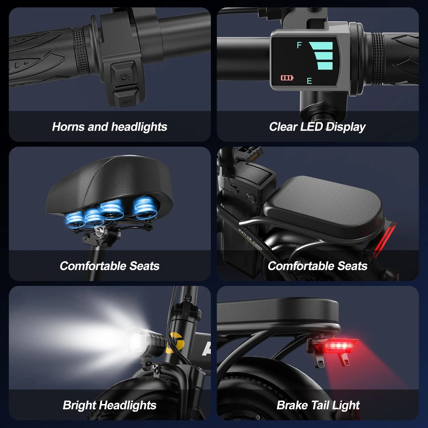 Aairsk F6 Electric Bike for Adults, 748W Motor 20Mph,48V 10Ah Removable Battery, 20" Fat Tire E-Bike with Front Suspension & LCD Display MTB UL2849