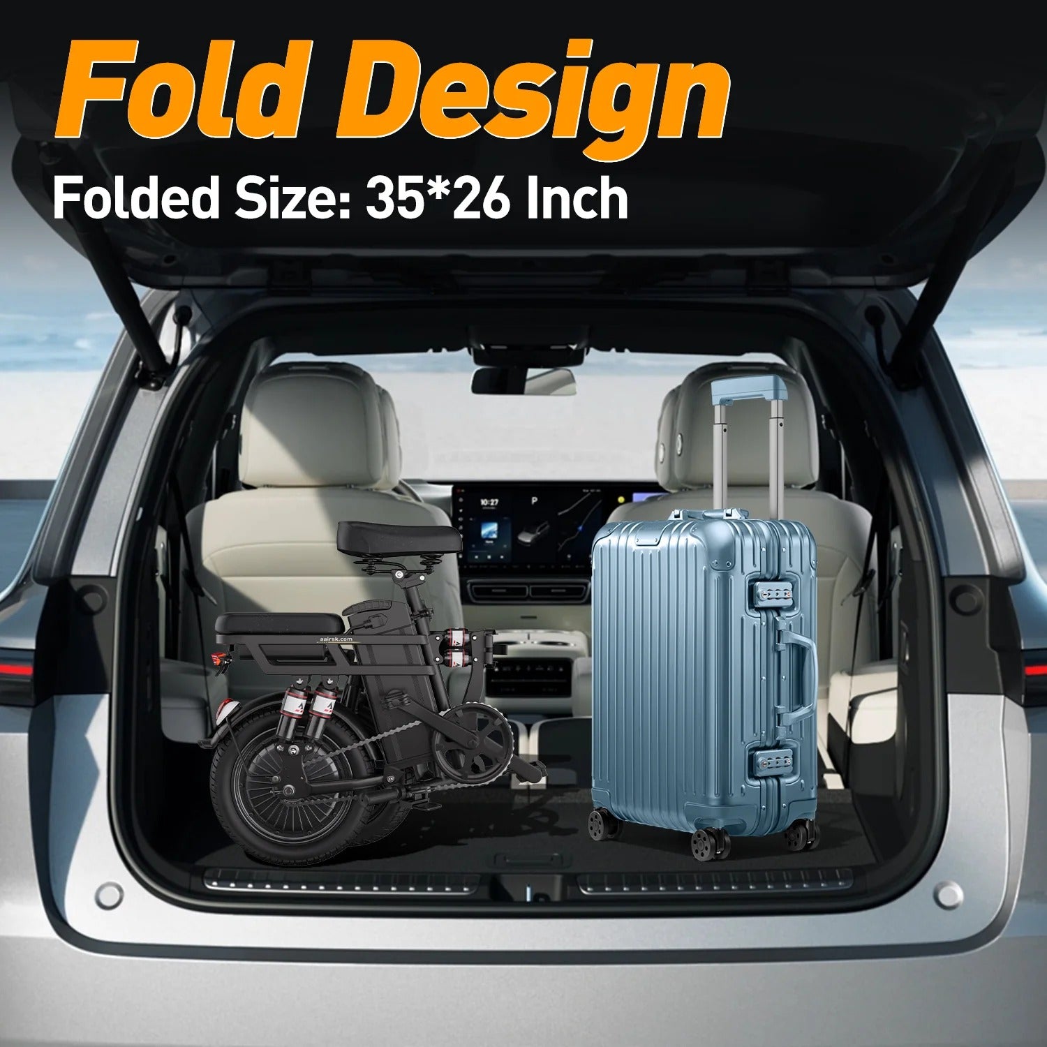 Aairsk RS5 Folding Electric Bike for Adults, 14" E-Bike, 748W Peak Motor, 48V15Ah Battery, 22 MPH, 40 Miles Range, UL 2849 Certified