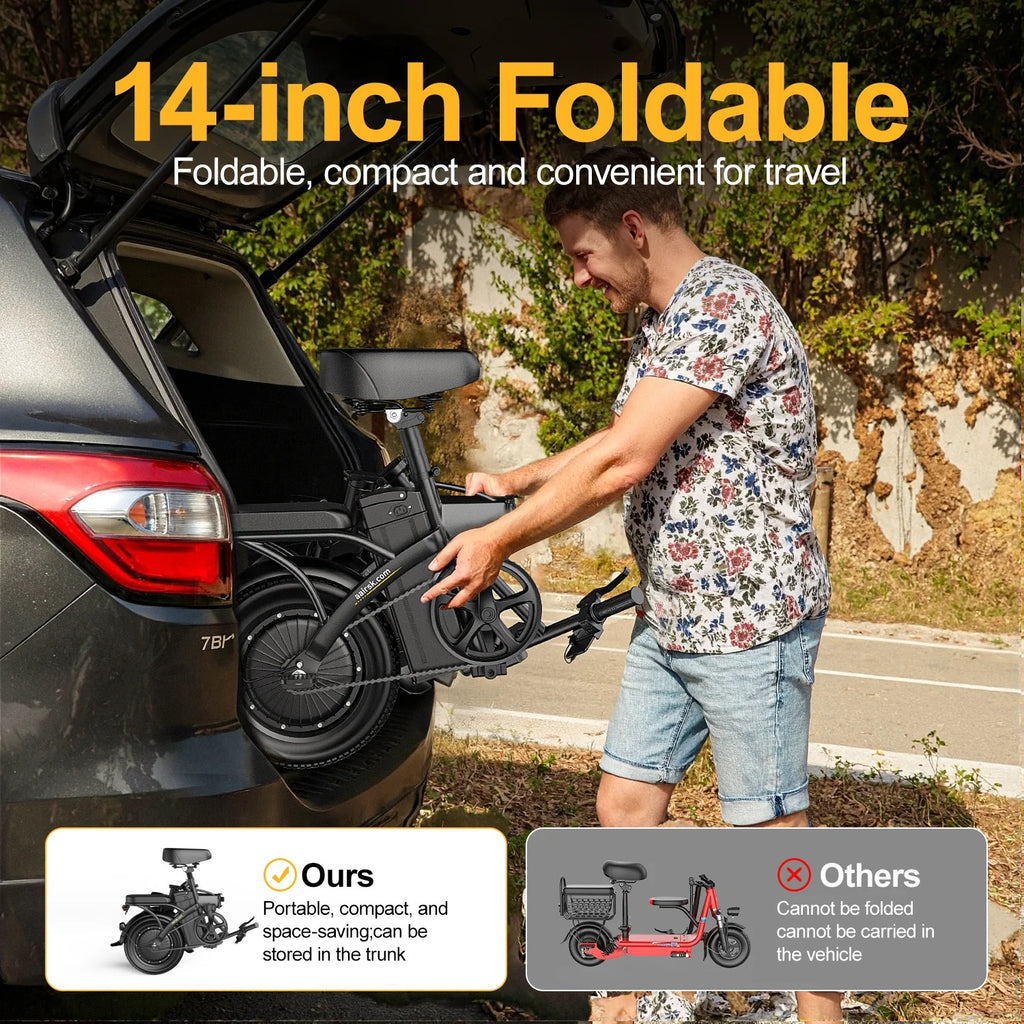 Aairsk F6 Electric Bike for Adults, 748W Motor 20Mph,48V 10Ah Removable Battery, 20" Fat Tire E-Bike with Front Suspension & LCD Display MTB UL2849