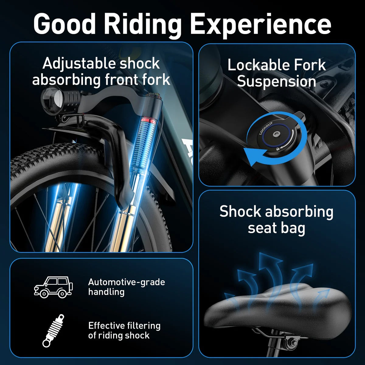 Aairsk GT300 26 inch Electric Bike, 430W(Peak) Motor, 36V 10AH Battery, Front Suspension, 7-Speed Shimano